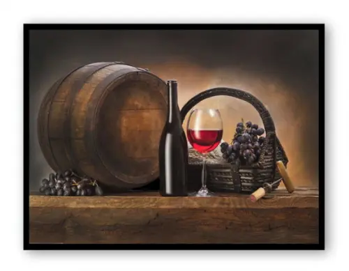 Quadro Decorativo Para Sala De Estar Vinho Adega Com Moldura