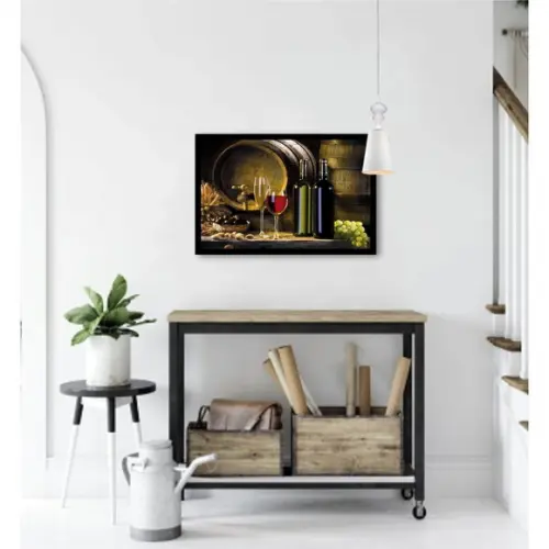 Quadro Decorativo Para Sala De Estar Vinho Adega Com Moldura