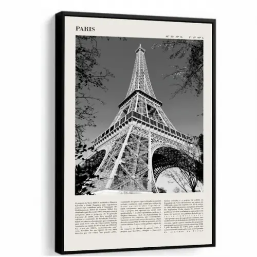 Quadro Decorativo Paris História Torre Eiffel Com Moldura