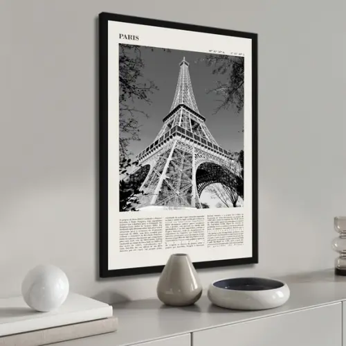 Quadro Decorativo Paris História Torre Eiffel Com Moldura