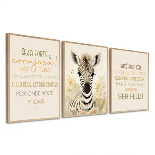 Quadro Decorativo Personalizado Infantil Animais com Moldura