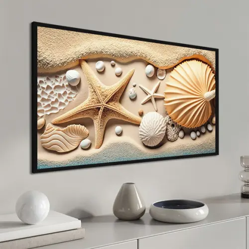 Quadro Decorativo Praia Estrela do Mar para Sala com Moldura