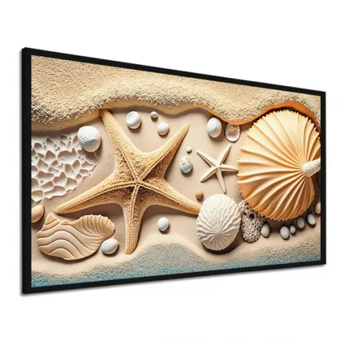 Quadro Decorativo Praia Estrela do Mar para Sala com Moldura