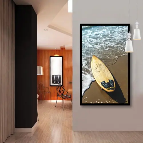 Quadro Decorativo Praia Paisagem Mar Prancha Surf Moldura