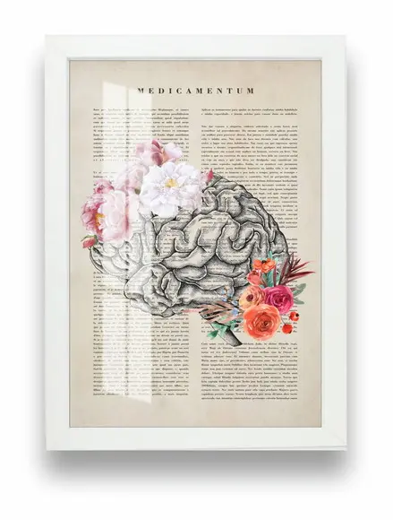 Quadro Decorativo Psicologia Cérebro Anatomia Moldura Vidro