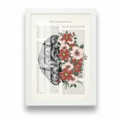 Quadro Decorativo Psicologia Cérebro Moderno Moldura e Vidro