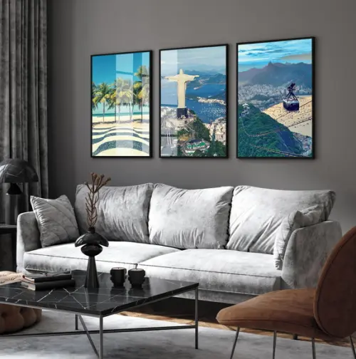 Quadro Decorativo Rio de Janeiro Cartão Postal Moldura Vidro