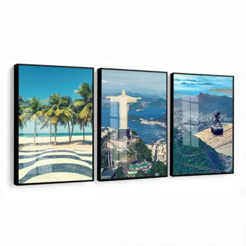 Quadro Decorativo Rio de Janeiro Cartão Postal Moldura Vidro