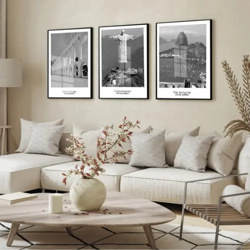 Quadro Decorativo Rio de Janeiro Cidade Preto e Branco Vidro