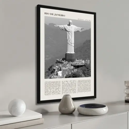Quadro Decorativo Rio De Janeiro Cristo Redentor Com Moldura