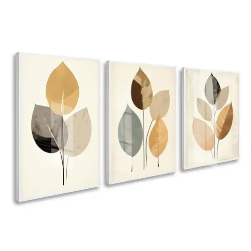 Quadro Decorativo Sala Moderna Folhagem Luxo Moldura e Vidro