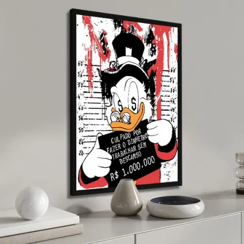 Quadro Decorativo Tio Patinhas Motivação Financeira Moldura