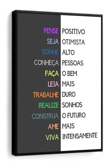 Quadro Decorativos Frases Positivas Quarto Sala Casa Moldura