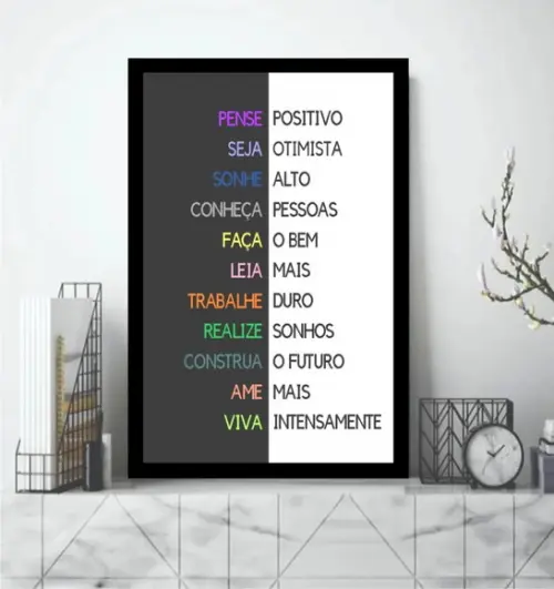 Quadro Decorativos Frases Positivas Quarto Sala Casa Moldura