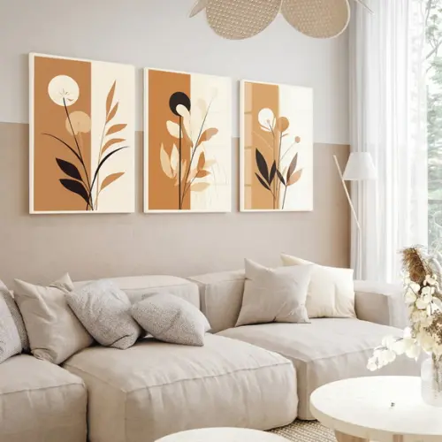 Quadros Decorativos Abstrato Folhagem Moderna Moldura Vidro
