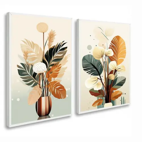 Quadros Decorativos Abstrato Folhagem Quarto Sala Moldura