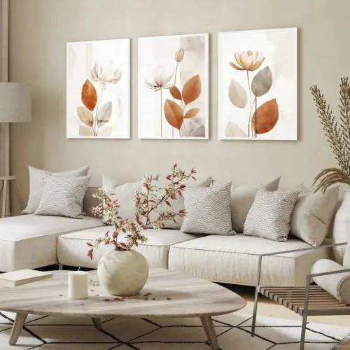 Quadros Decorativos Abstrato Folhagem Sala Hall Luxo Vidro