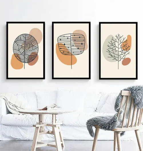 Quadros Decorativos Abstrato Galho Folhagem Sala Quarto Hall