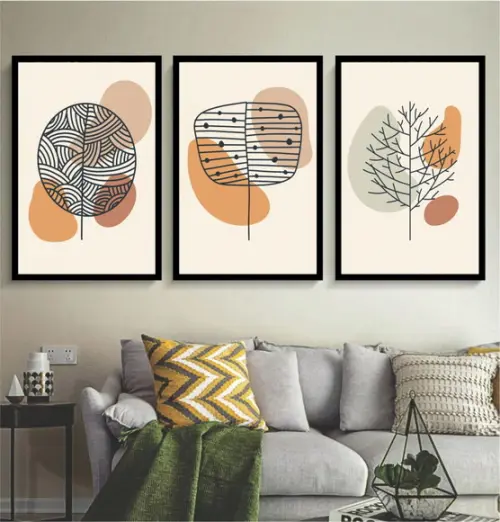 Quadros Decorativos Abstrato Galho Folhagem Sala Quarto Hall