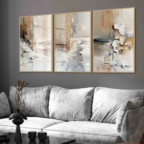 Quadros Decorativos Abstrato Marrom Moderno Moldura e Vidro