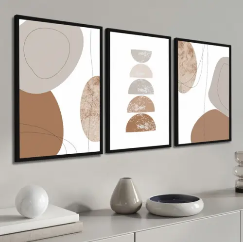 Quadros Decorativos Abstrato Marrom Moderno com Moldura