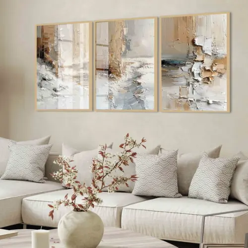 Quadros Decorativos Abstrato Marrom Moderno Moldura e Vidro