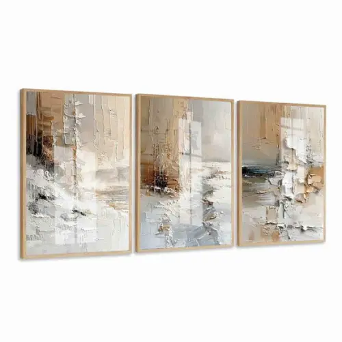 Quadros Decorativos Abstrato Marrom Moderno Moldura e Vidro