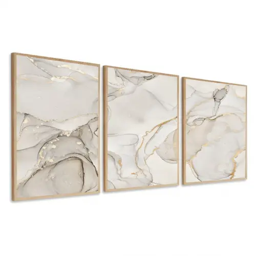 Quadros Decorativos Abstrato Moderno Claro Luxo com Moldura