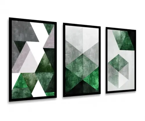 Quadros Decorativos Abstrato Moderno Verde Sala Hall Moldura