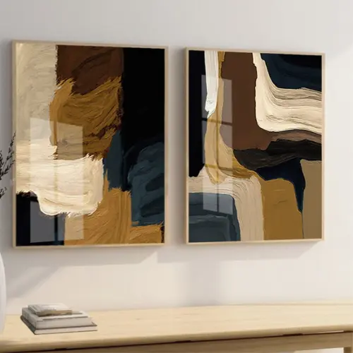Quadros Decorativos Abstrato Moderno Tons Pastéis com Vidro
