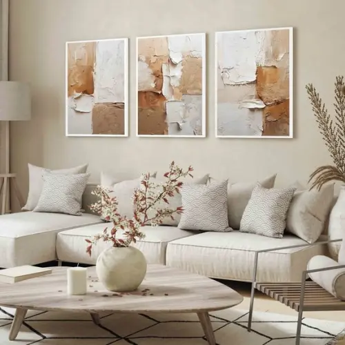 Quadros Decorativos Abstrato Terracota Moderno com Moldura
