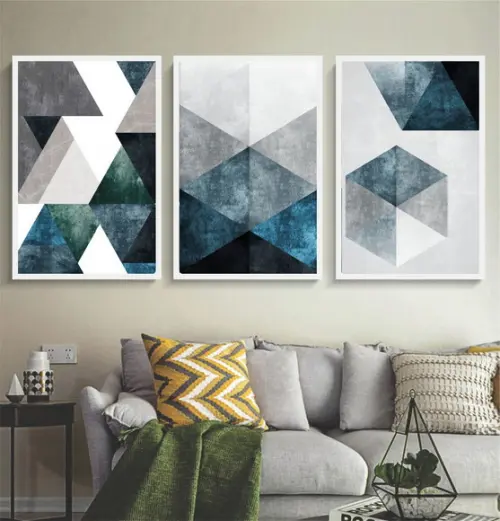 Quadros Decorativos Abstratos Moderno para Sala Azul Moldura