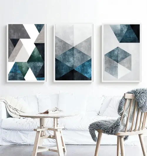 Quadros Decorativos Abstratos Moderno para Sala Azul Moldura