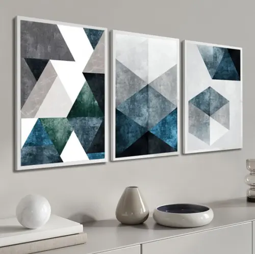 Quadros Decorativos Abstratos Moderno para Sala Azul Moldura