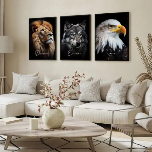 Quadros Decorativos Animais Frase Motivacional Escritório
