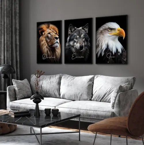 Quadros Decorativos Animais Frase Motivacional Escritório