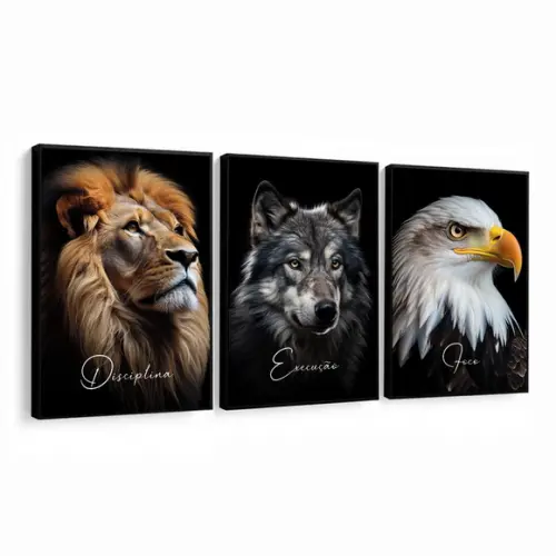 Quadros Decorativos Animais Frase Motivacional Escritório
