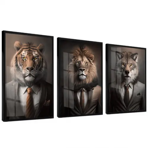 Quadros Decorativos Animais Motivacional com Moldura e Vidro