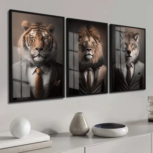 Quadros Decorativos Animais Motivacional com Moldura e Vidro