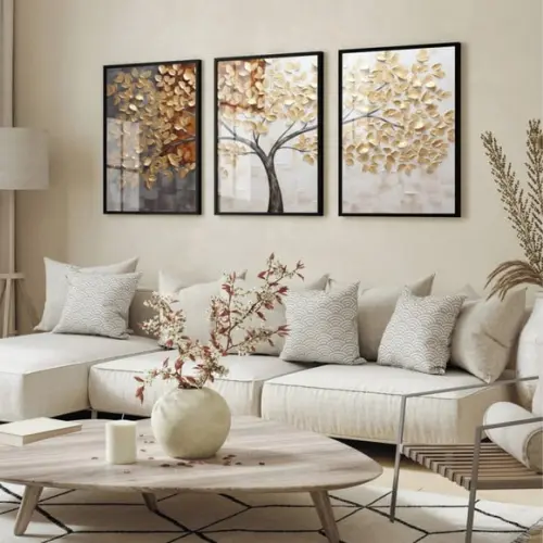 Quadros Decorativos Arvore Folhagem Abstrato Grande Vidro