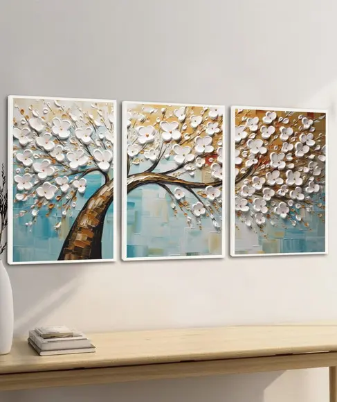 Quadros Decorativos Arvore Folhagem Abstrato Luxo Moldura