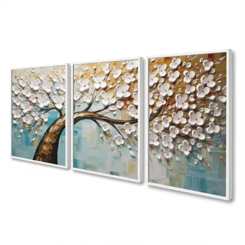 Quadros Decorativos Arvore Folhagem Abstrato Luxo Moldura