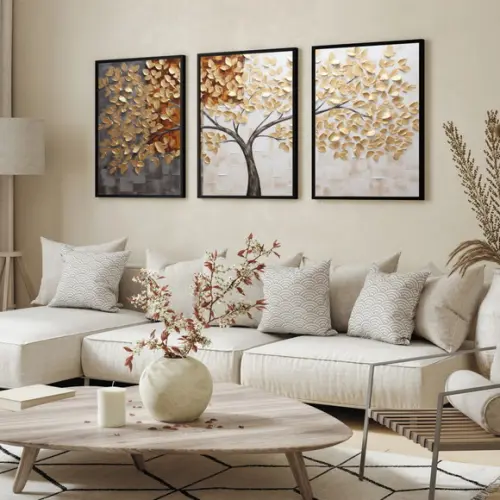 Quadros Decorativos Arvore Folhagem Abstrato Moderno Moldura