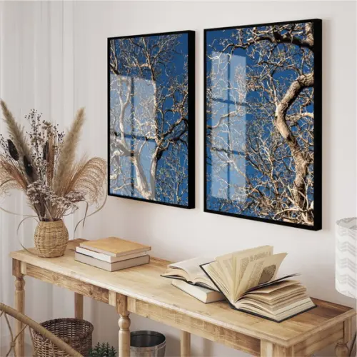 Quadros Decorativos Arvore Galhos Secos Com Moldura e Vidro