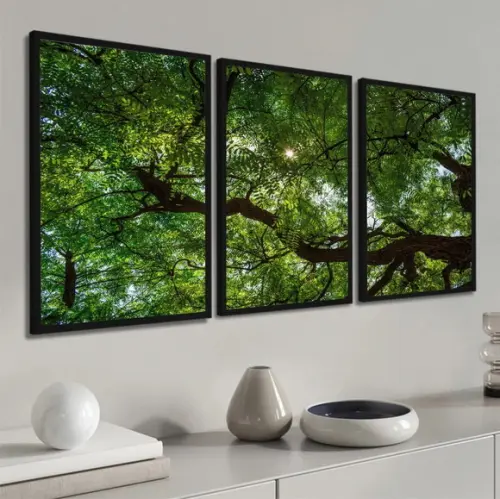 Quadros Decorativos Arvore Verde com Moldura Paisagem
