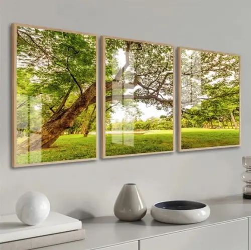 Quadros Decorativos Arvore Verde com Moldura Paisagem