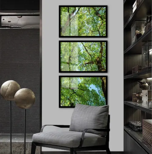 Quadros Decorativos Arvore Verde Vertical Moldura e Vidro