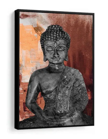 Quadros Decorativos Buda Dourado Meditação Para Sala Moldura
