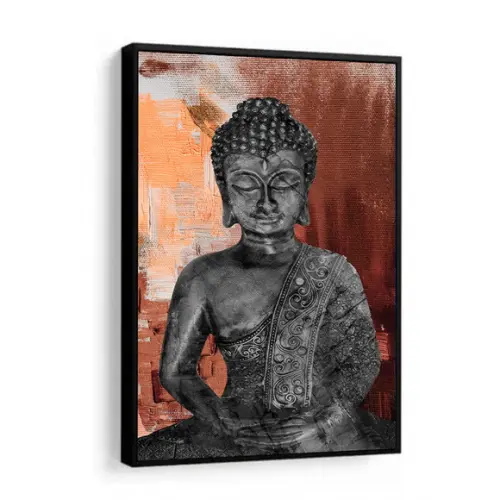 Quadros Decorativos Buda Dourado Meditação Para Sala Moldura