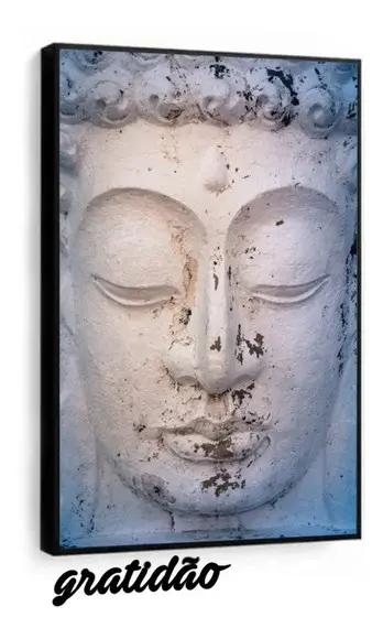 Quadros Decorativos Buda Rosto Meditação Grande Com Moldura